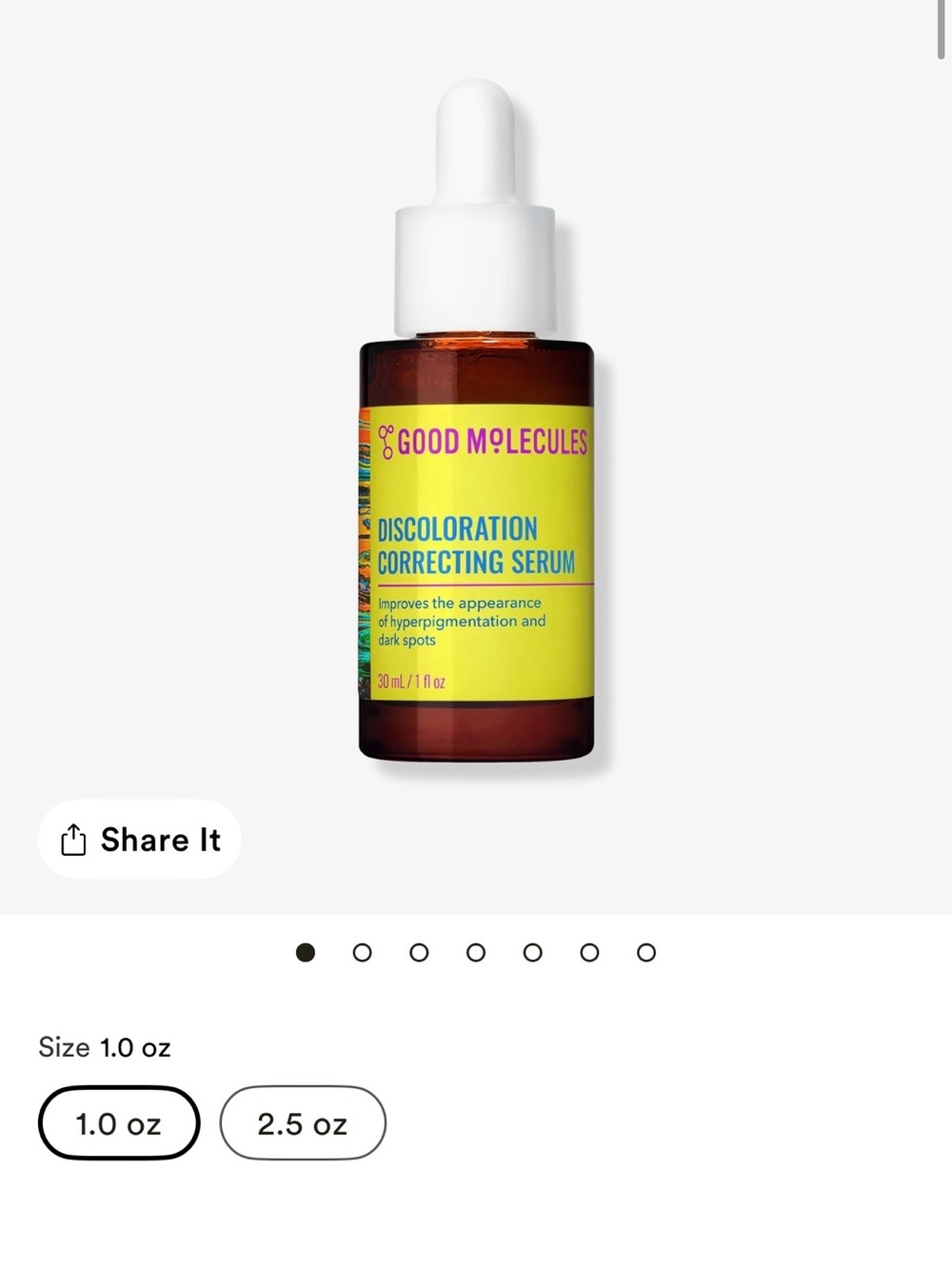 Good Molecules Discoloration Correcting Serum — White & Yellow Dropper Bottle